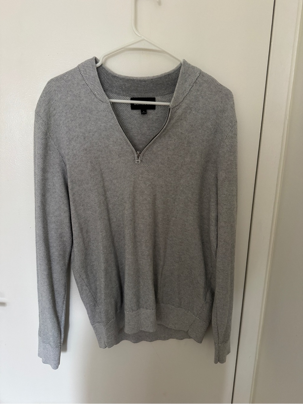Bonobos Light Gray Zip-Neck Sweater